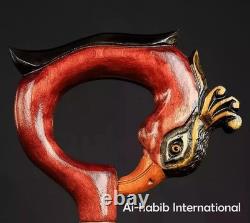 Hand craved phoenix handle wooden walking cane phoenix walking stick best GF