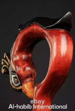 Hand craved phoenix handle wooden walking cane phoenix walking stick best GF