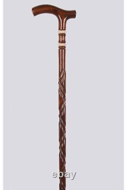 Hand-made Carved Wooden Walking Stick High Quality Unique Cane Gift Vintage
