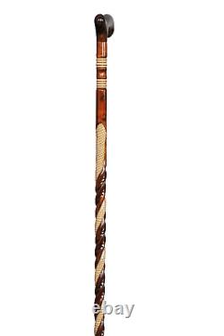 Handcarved Orthopedic Special Walking Stick, Handmade Wooden Brown Cane Gift