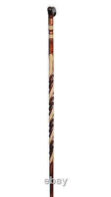 Handcarved Orthopedic Special Walking Stick, Handmade Wooden Brown Cane Gift