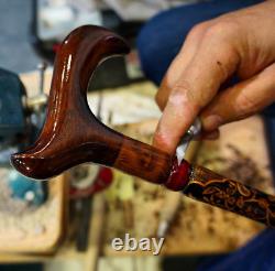 Handcarved Orthopedic Special Walking Stick, Handmade Wooden Brown Cane Gift