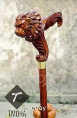 Handle Walking Stick Wooden Hand Carved Walking Cane Animal For Men