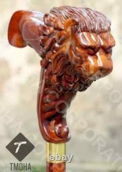 Handle Walking Stick Wooden Hand Carved Walking Cane Animal For Men