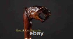 Handle Walking Stick Wooden Hand Carved Walking Cane Animal For Men