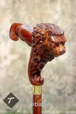 Handle Walking Stick Wooden Hand Carved Walking Cane Animal For Men