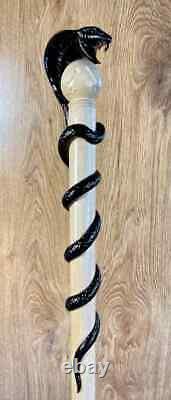 Handmade Black Snake Walking Stick Cobra Hand Carved Walking Stick cane