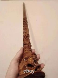 Handmade Carved Handle cane Hiking Stick Wooden walking Stick with skull Designe