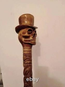 Handmade Carved Handle cane Hiking Stick Wooden walking Stick with skull Designe