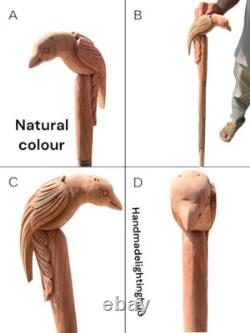 Handmade Hand-Carved Crow Head Wooden Walking Cane Classy, Stylish, and Unique