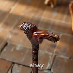 Handmade Lion Head Wooden Walking Cane Decorative Stick