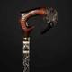 Handmade Raven Walking Cane Hand Carved Wood Birds Decorative