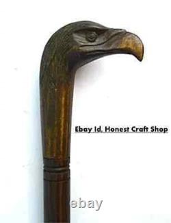 Handmade Unique Eagle Head Handle Hand Carved Walking Cane Wooden Walking Stick