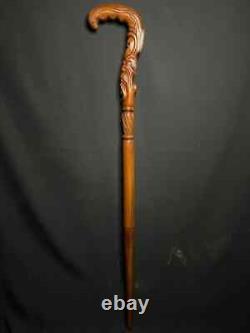 Handmade Unique Wooden Walking Stick Hand Carved Cane Wood Crafted Black Friday