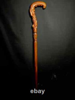 Handmade Unique Wooden Walking Stick Hand Carved Cane Wood Crafted Black Friday