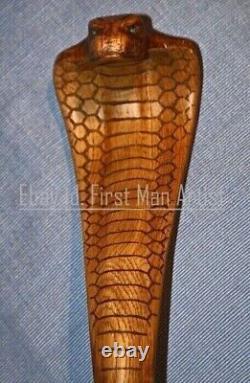 Handmade Walking Stick Wooden Hand Carved Snake Cobra Cane for Gift