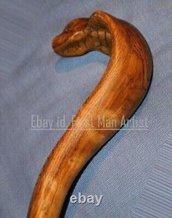 Handmade Walking Stick Wooden Hand Carved Snake Cobra Cane for Gift