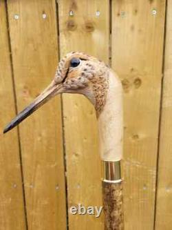 Handmade Woodcock hand carved wooden walking cane for men women stick bird Gift