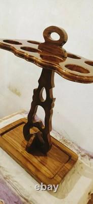 Handmade Wooden carved cane stand Holder Home Decor Walking Stick Storage Rack
