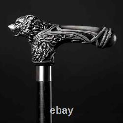 Handmade walking stick carved wolf animal handle for men women walking cane