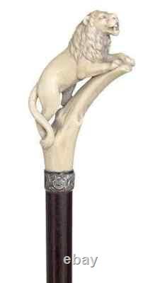 Handmade wooden walking stick hand carved Lion wooden walking gift