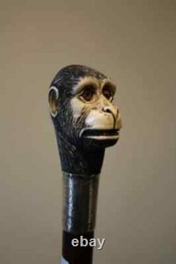 Handmade wooden walking stick hand carved monkey wooden walking animal