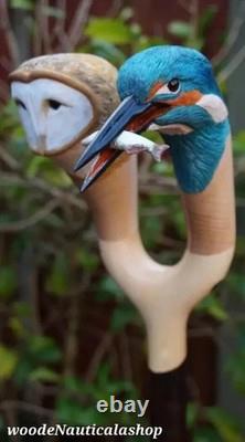 Handmade wooden walking stick hand carved monkey wooden walking animal