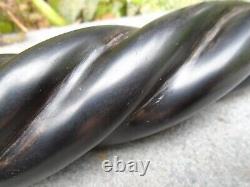 Hardwood ebony walking stick with Mop inlay and carved kings detail- lovely item