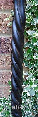 Hardwood ebony walking stick with Mop inlay and carved kings detail- lovely item