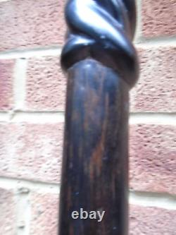 Hardwood ebony walking stick with Mop inlay and carved kings detail- lovely item