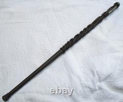 Hardwood ebony walking stick with Mop inlay and carved kings detail- lovely item