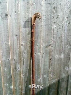 Hen Pheasant carved by hand on hazel shank, walking beating stick