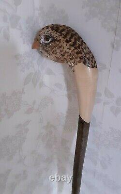 Hen pheasant hand carved Walking stick / dress stick shooting stick