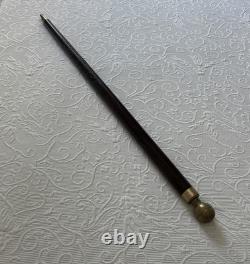 Hidden Pool Cue Hand Carved Brass Handle/Tip Walking Stick Needs Cue Tip