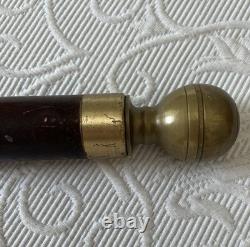 Hidden Pool Cue Hand Carved Brass Handle/Tip Walking Stick Needs Cue Tip