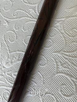 Hidden Pool Cue Hand Carved Brass Handle/Tip Walking Stick Needs Cue Tip