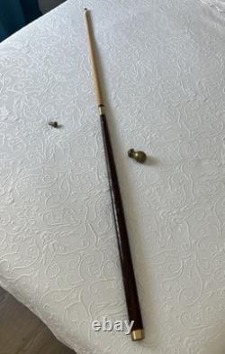 Hidden Pool Cue Hand Carved Brass Handle/Tip Walking Stick Needs Cue Tip