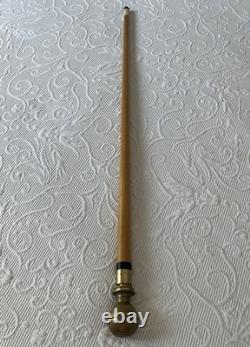 Hidden Pool Cue Hand Carved Brass Handle/Tip Walking Stick Needs Cue Tip