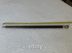 Hidden Pool Cue Hand Carved Brass Handle/Tip Walking Stick Needs Cue Tip
