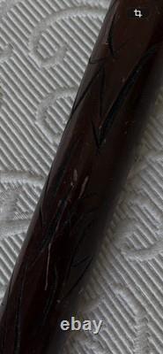 Hidden Pool Cue Hand Carved Brass Handle/Tip Walking Stick Needs Cue Tip