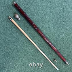 Hidden Pool Cue Hand Carved Wood Dragon Brass Walking Stick/Cane NEEDS CUE TIP