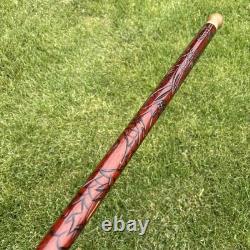 Hidden Pool Cue Hand Carved Wood Dragon Brass Walking Stick/Cane NEEDS CUE TIP