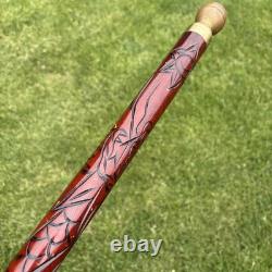 Hidden Pool Cue Hand Carved Wood Dragon Brass Walking Stick/Cane NEEDS CUE TIP