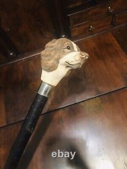 Holland & Holland Shooting Carved Dog Walking Stick Purdey Crook Beaters