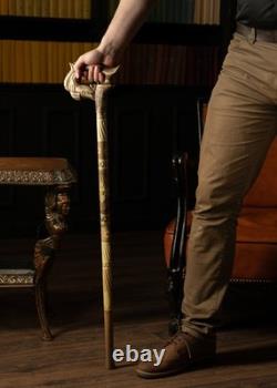 Horse Cane Walking Stick Wooden Gift Hand-Carved Carving Handmade Gift