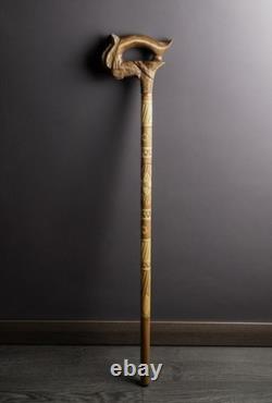 Horse Cane Walking Stick Wooden Gift Hand-Carved Carving Handmade Gift