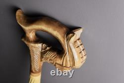 Horse Cane Walking Stick Wooden Gift Hand-Carved Carving Handmade Gift