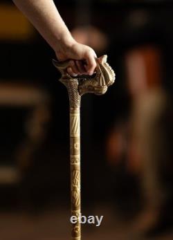 Horse Cane Walking Stick Wooden Gift Hand-Carved Carving Handmade Gift