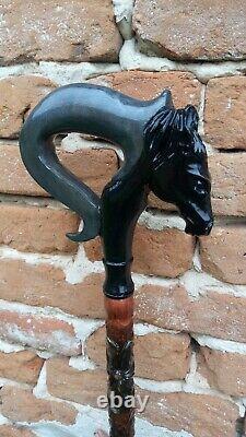 Horse Carved walking sticks Horse hand made Wood walking stick