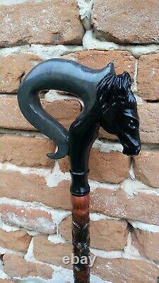 Horse Carved walking sticks Horse hand made Wood walking stick